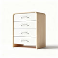 Wooden four-drawer storage cabinet in white and natural finish 60 x 40 x 80cm