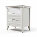 White wooden nightstand with three drawers and modern design 45 x 40 x 60cm