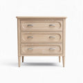 Wooden nightstand with three drawers and silver handles 60 x 40 x 70cm
