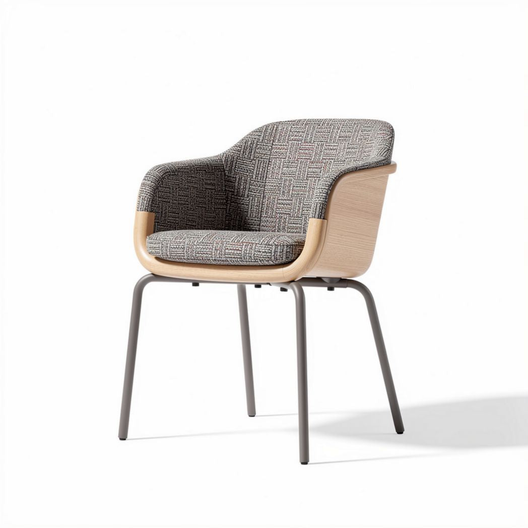 Fabric upholstered armchair with wooden and metal frame dimensions 70 x 65 x 75cm
