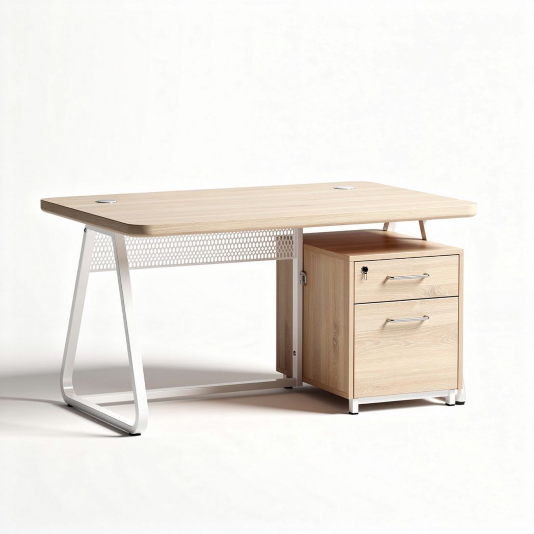 Wooden desk with two drawers and metal frame dimensions 120 x 60 x 75cm
