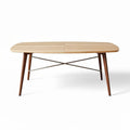 Wooden dining table with natural finish and metal cross supports 150 x 90 x 75cm