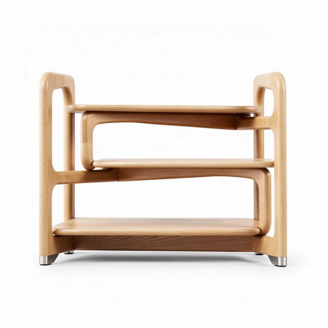 Wooden three-tiered shelving unit for home or office storage 40 x 30 x 25cm