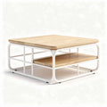 Square coffee table with wood top and metal frame 80 x 80 x 40cm
