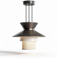 Modern pendant light fixture with metal shade and fabric lamp cover 25 x 25 x 40cm