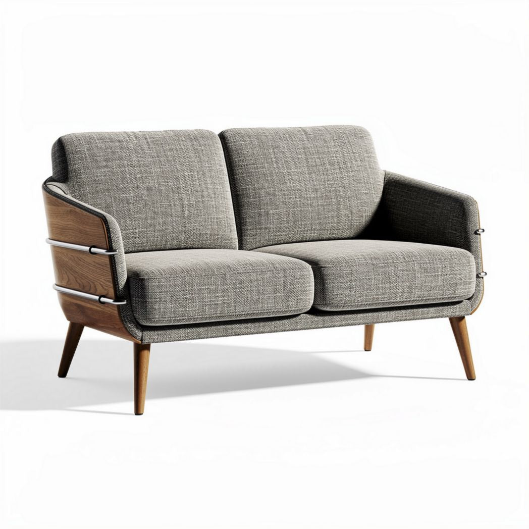 Modern two-seater sofa with fabric upholstery and wooden frame 150 x 80 x 75cm