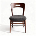 Wood dining chair with upholstered seat in gray fabric 45 x 45 x 85cm